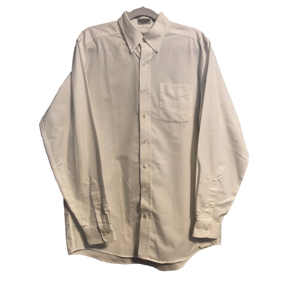 Vintage L.L. Bean Long Sleeve Button Down Shirt Mens 16 White Single Needle